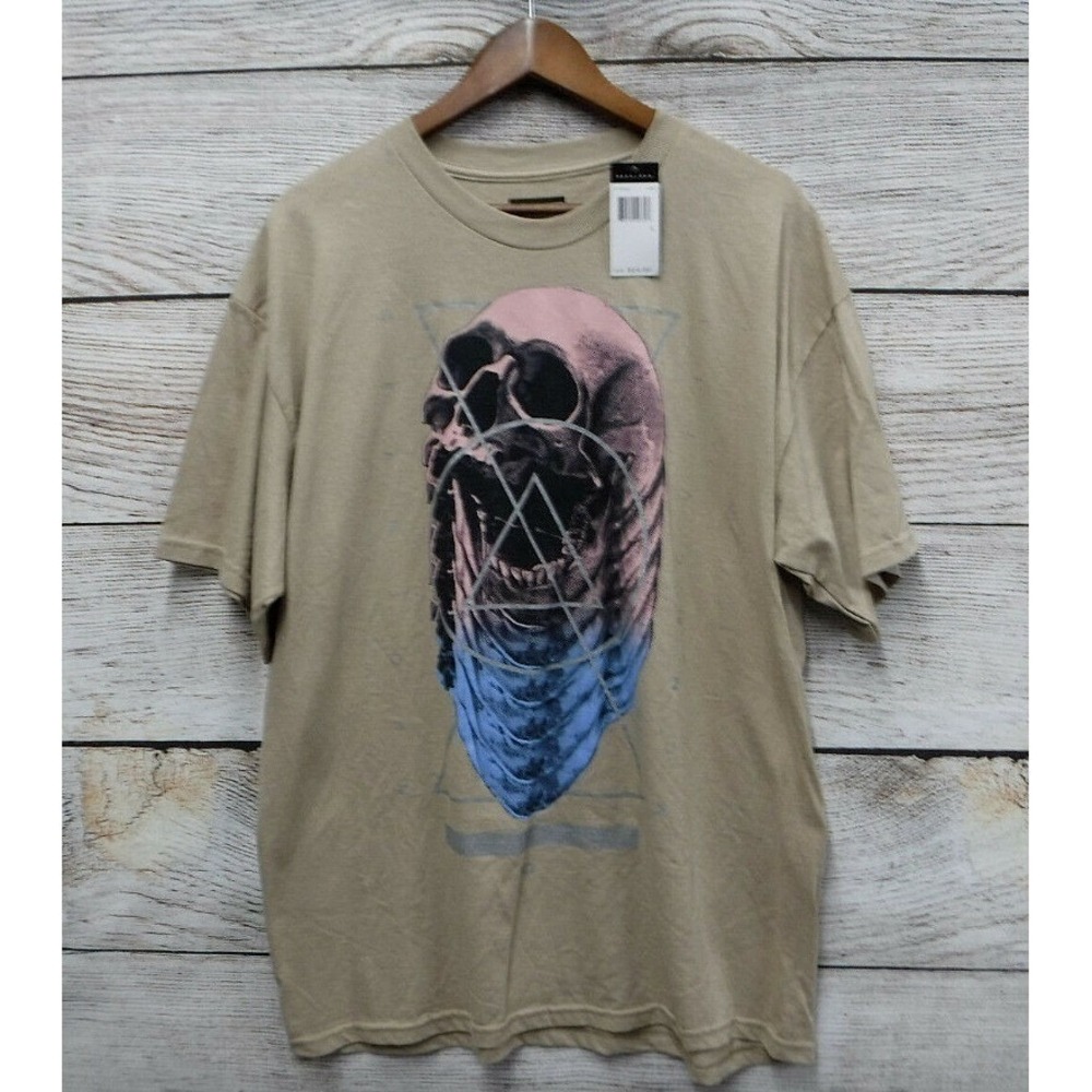 Sean John Shirt Mens XLarge Beige Classic Fit Evolving Skull Crew Neck T New - Picture 1 of 2